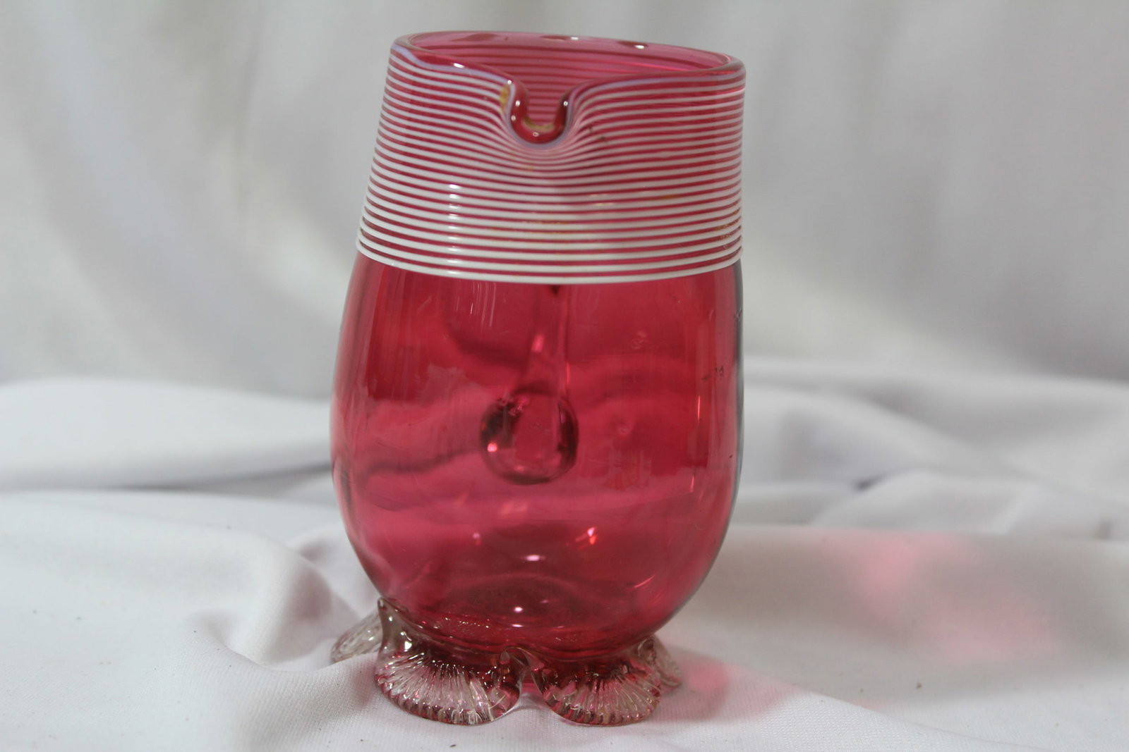A Cranberry Red Glass Pitcher - 2