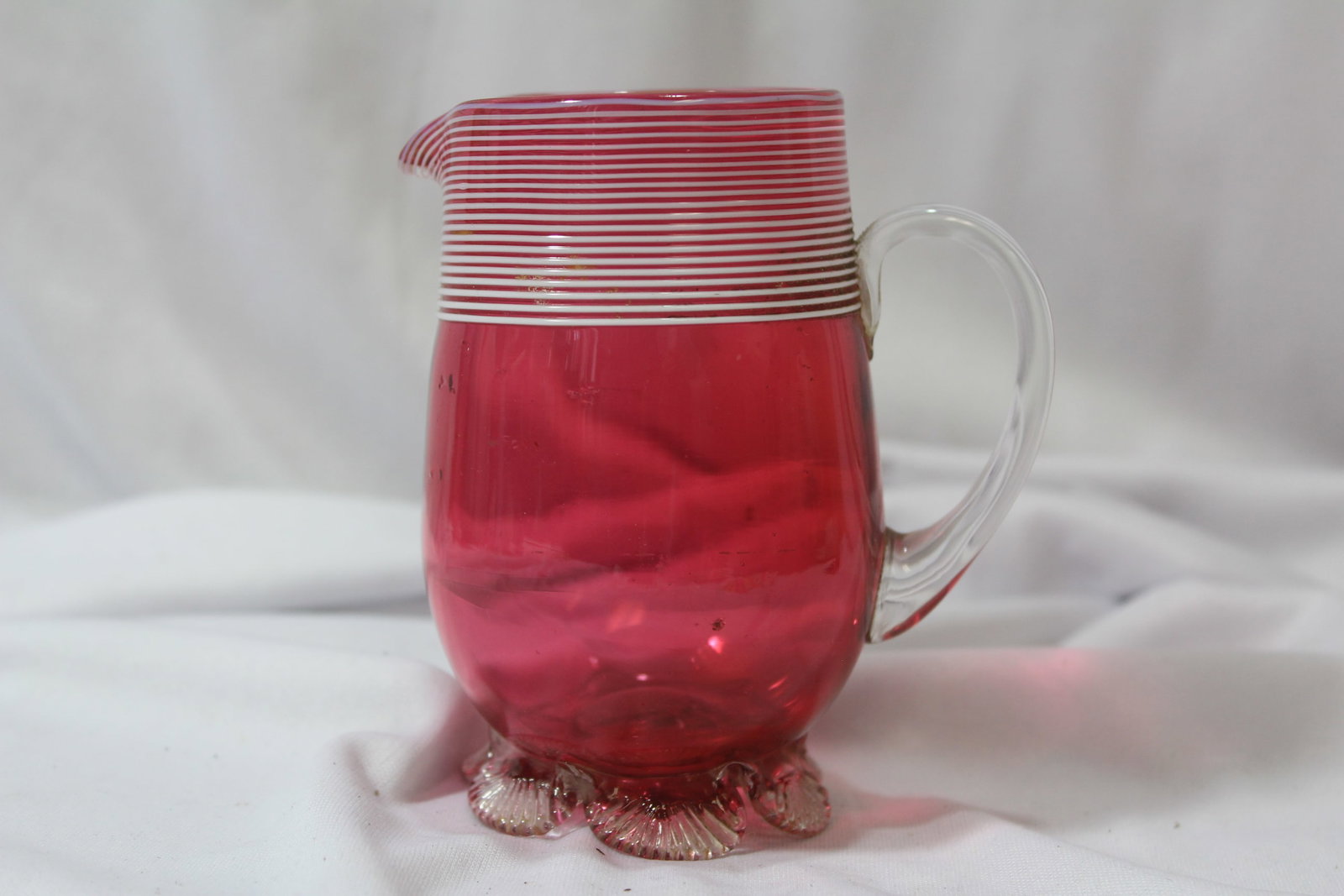 A Cranberry Red Glass Pitcher - 3