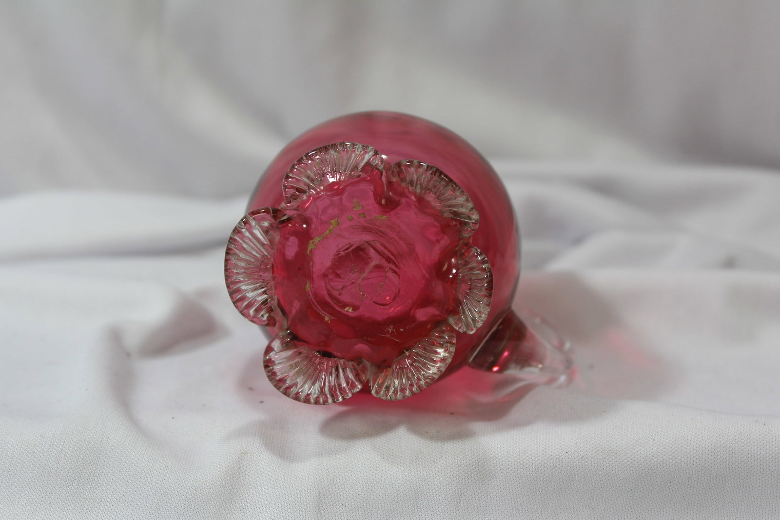 A Cranberry Red Glass Pitcher - 4