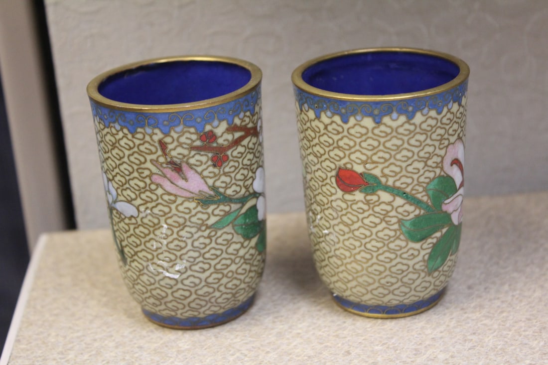 Set of 2 Chinese Cloisonne Cups - 3