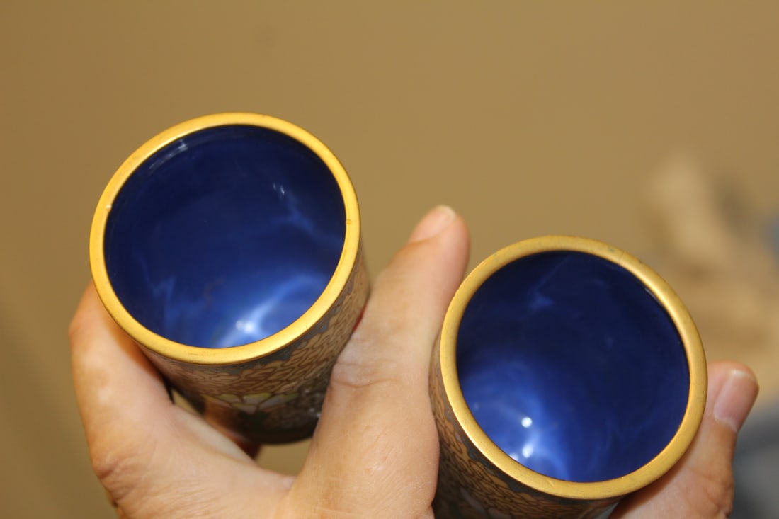 Set of 2 Chinese Cloisonne Cups - 5