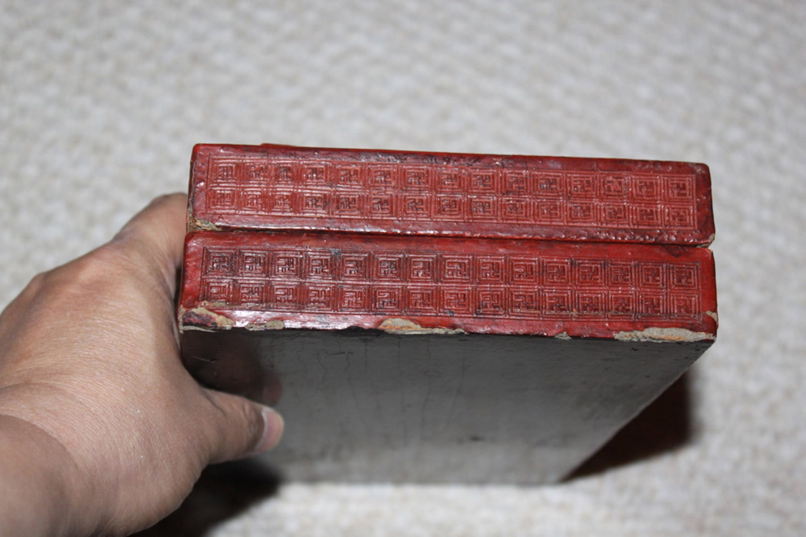 Antique Chinese Large Cinnabar Box - 6