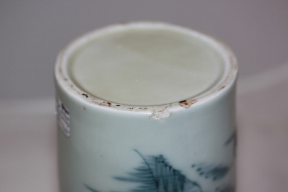 Antique Chinese Tall Porcelain Brush Pot - 10