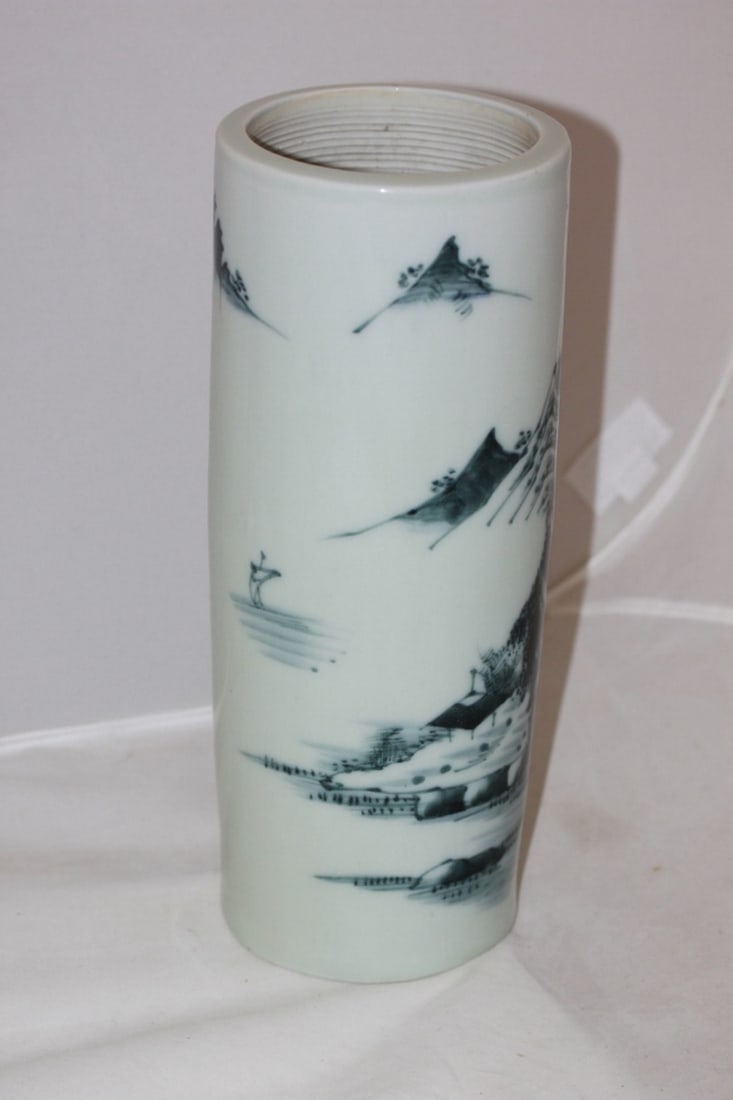 Antique Chinese Tall Porcelain Brush Pot - 3