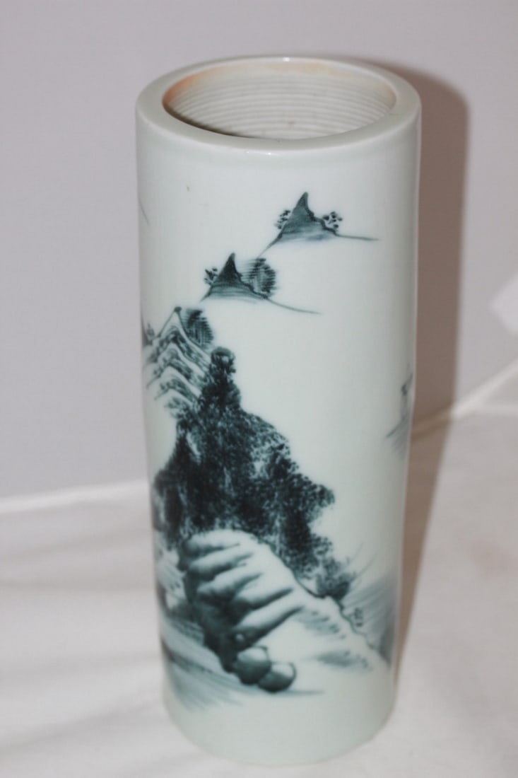 Antique Chinese Tall Porcelain Brush Pot - 5