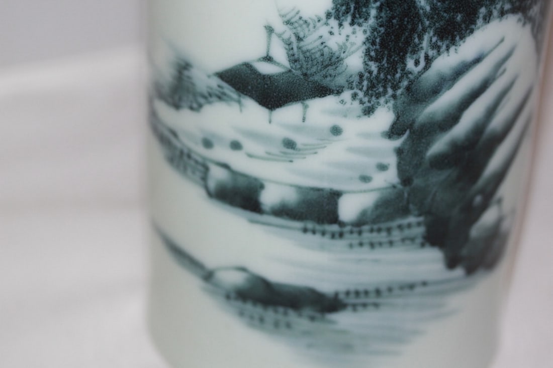 Antique Chinese Tall Porcelain Brush Pot - 7