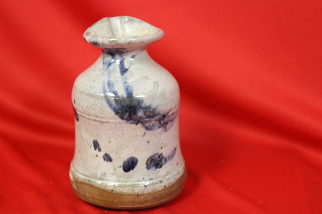 A Studio Blue and White Pottery Bottle - 5