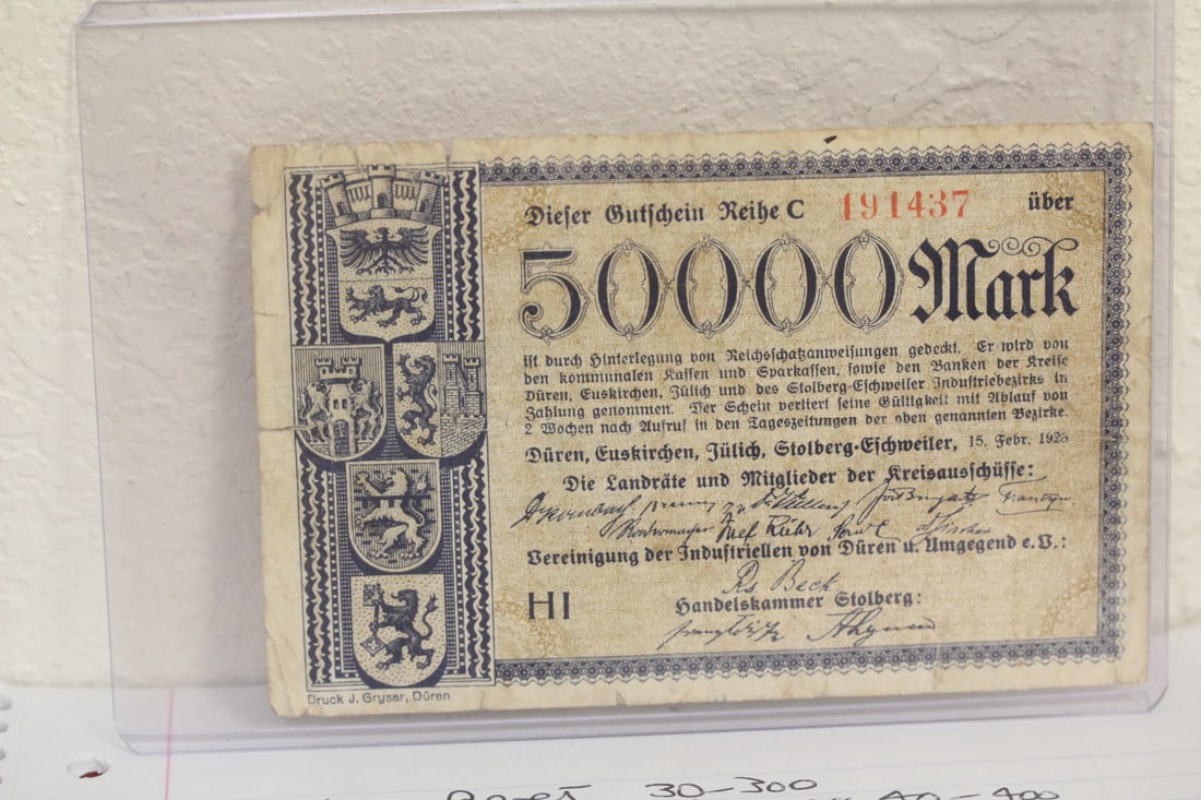 1923 German 50,000 Mark: as shown