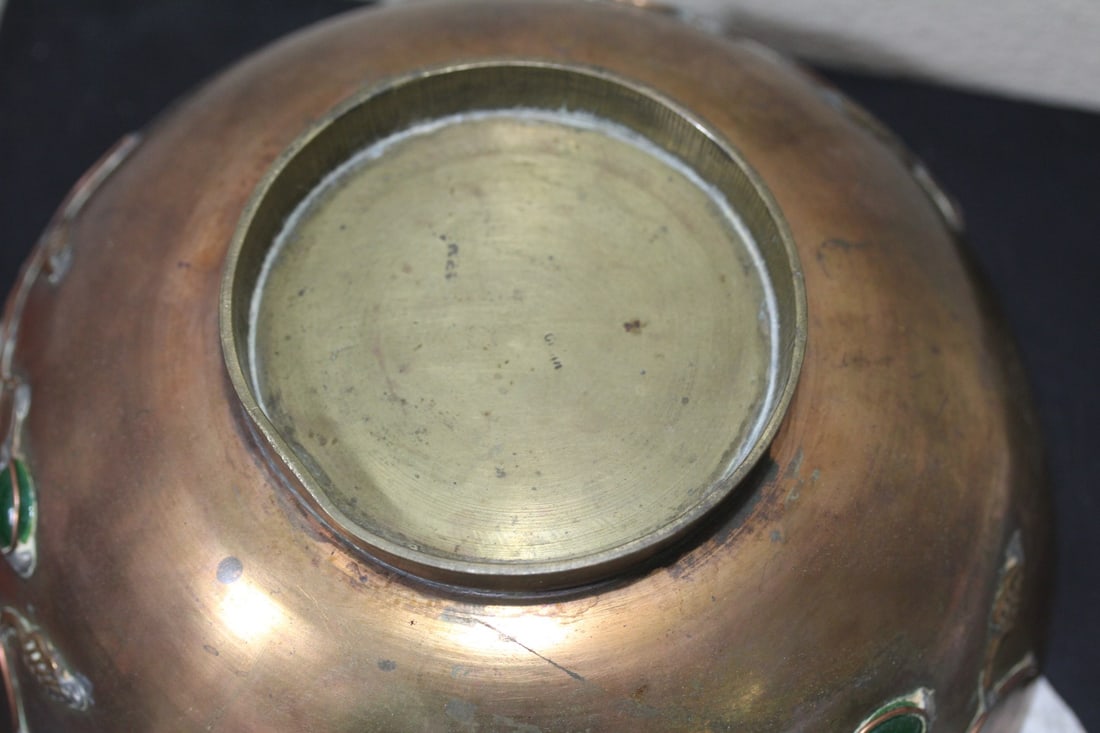 A Chinese Brass Bowl with Stones - 5