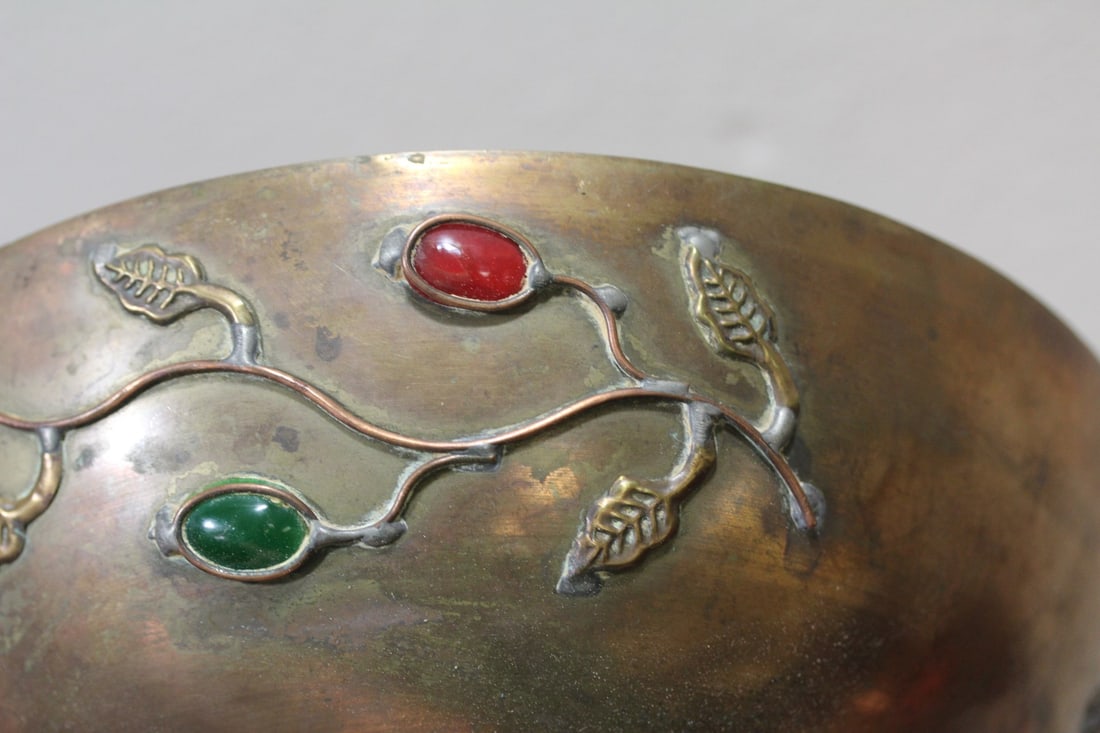 A Chinese Brass Bowl with Stones - 7