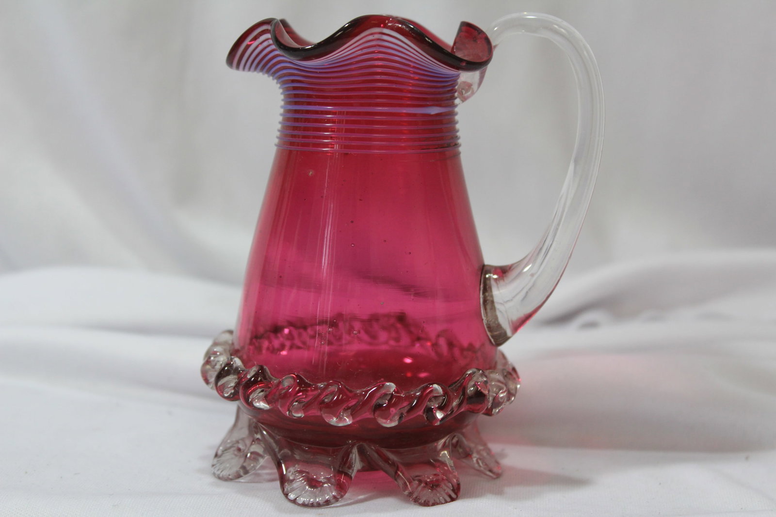 A Small Cranberry Red Pitcher: 4 3/4" tall