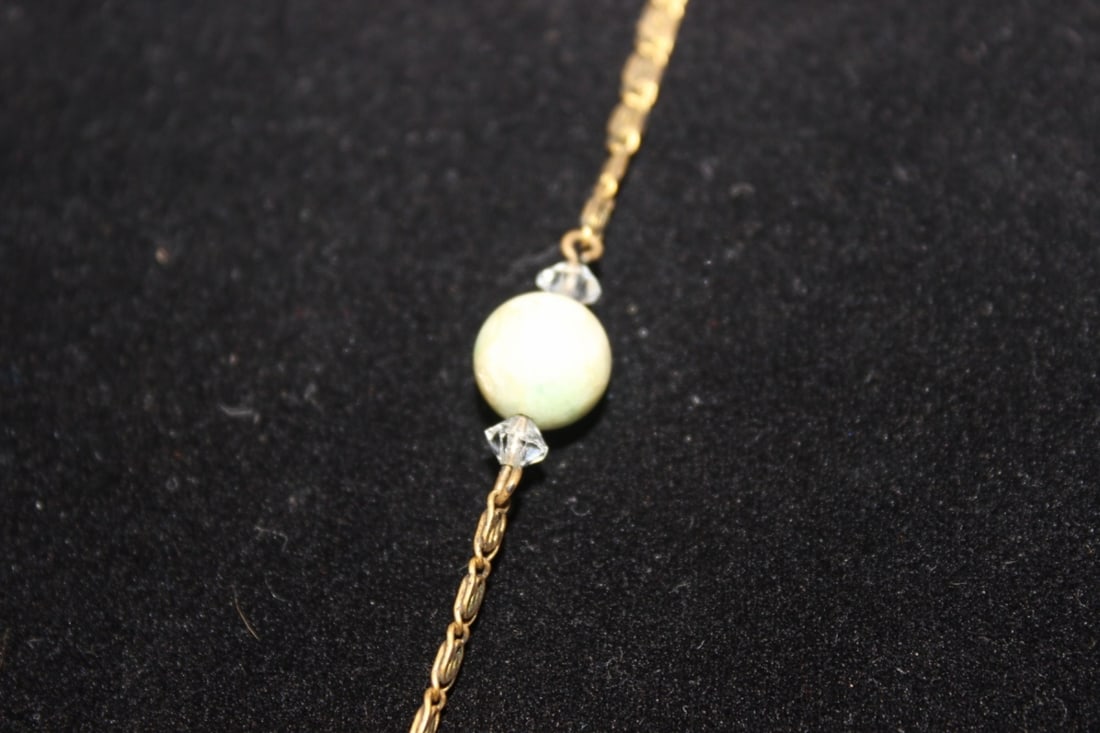 An Art Deco Gold Filled and Sterling Jade Pendant - 9