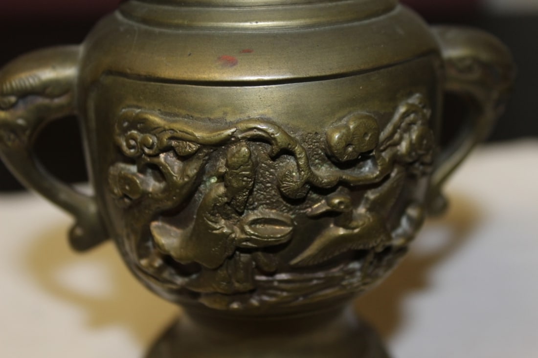 A Chinese Brass/Bronze Carved Urn - 3