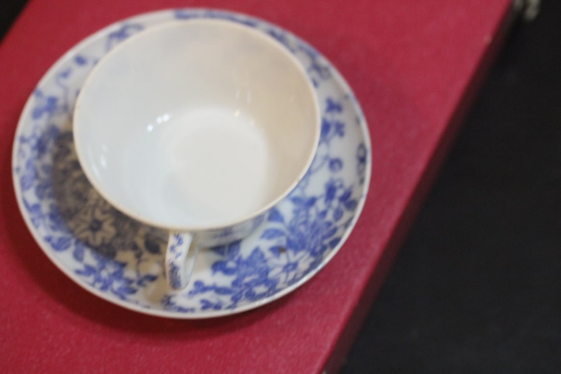 Antique Japanese Blue and White Cup and Saucer - 3
