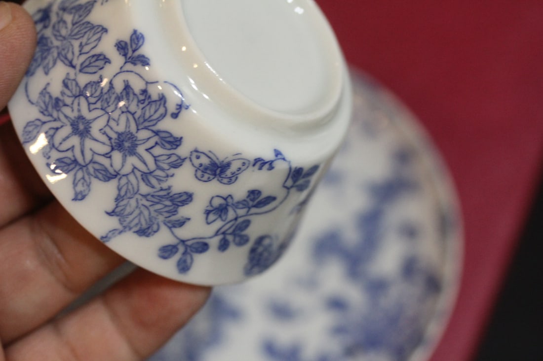 Antique Japanese Blue and White Cup and Saucer - 4
