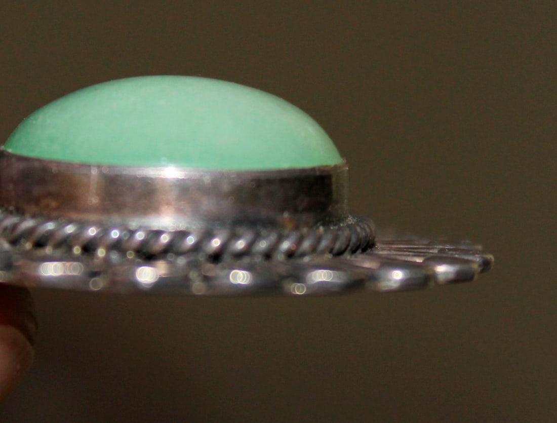 Sterling and Apple Green Jade / Jadeite Pendant - 4