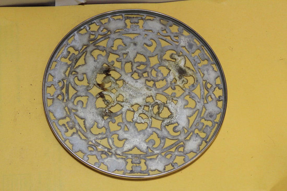 A Sterling and Glass Trivet - 5