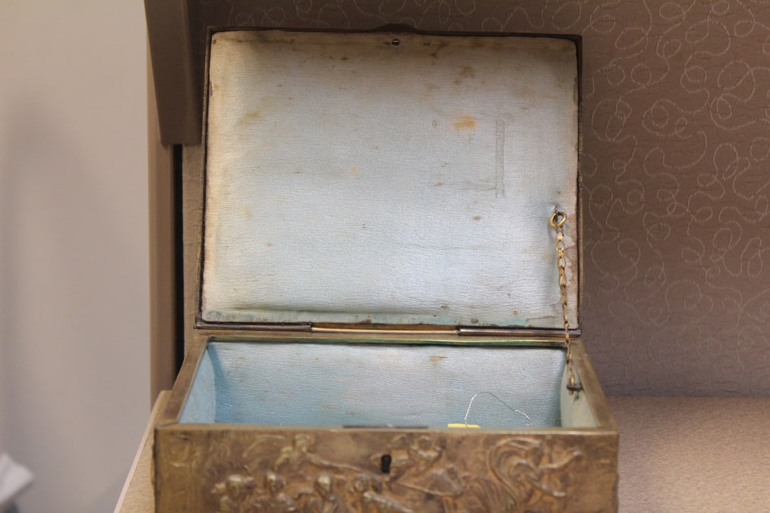 Antique Bronze or Brass Heavy Box - 4