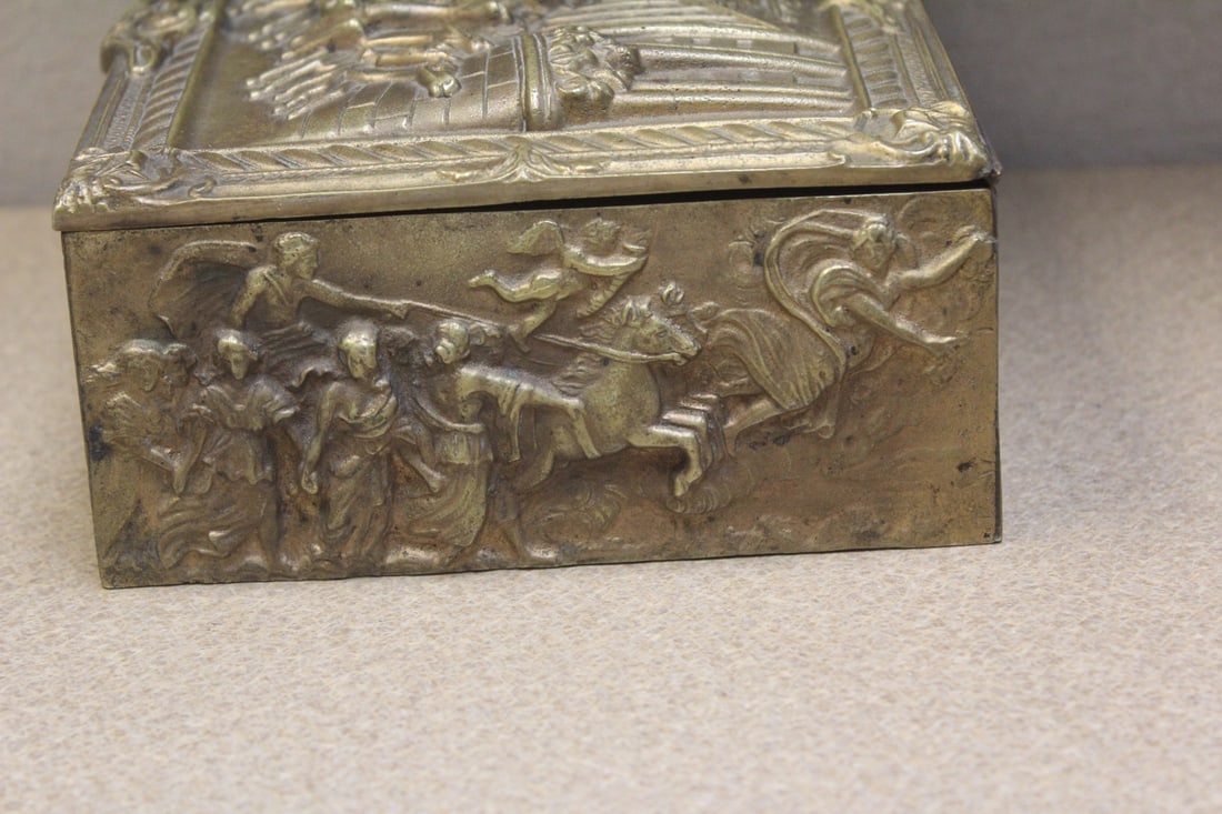Antique Bronze or Brass Heavy Box - 6