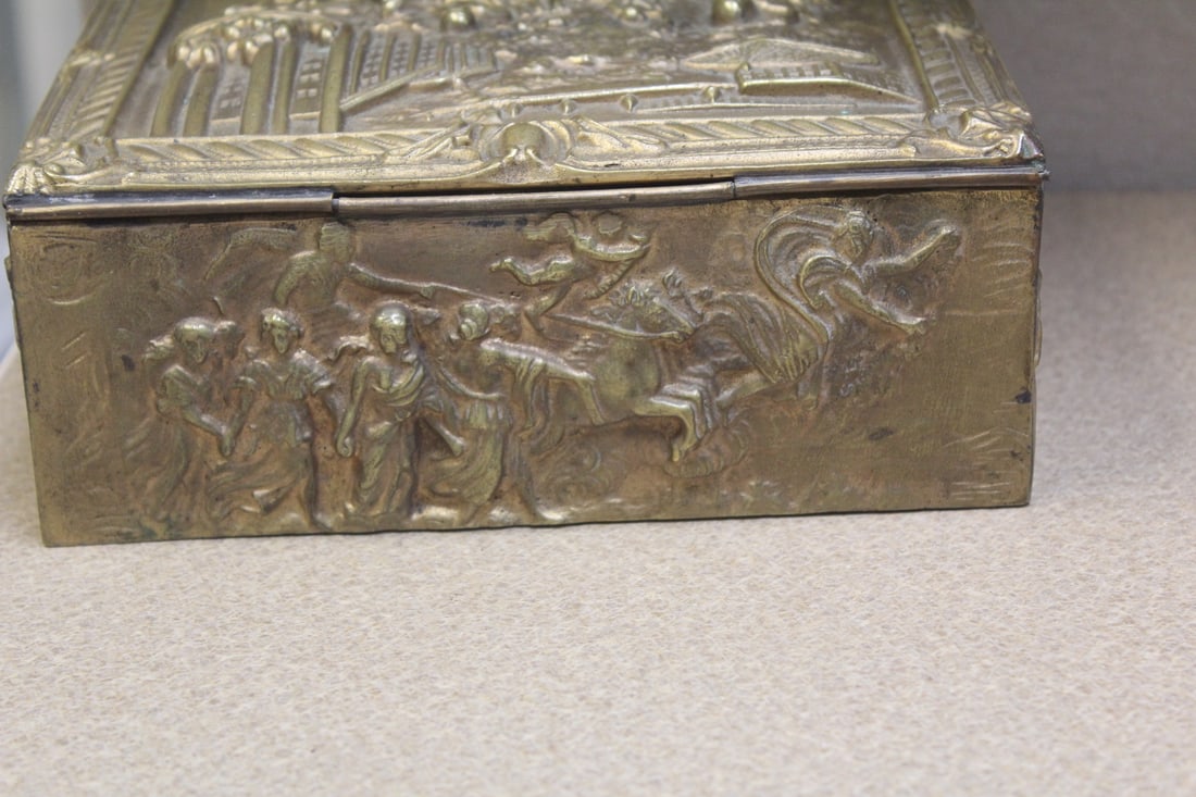 Antique Bronze or Brass Heavy Box - 7