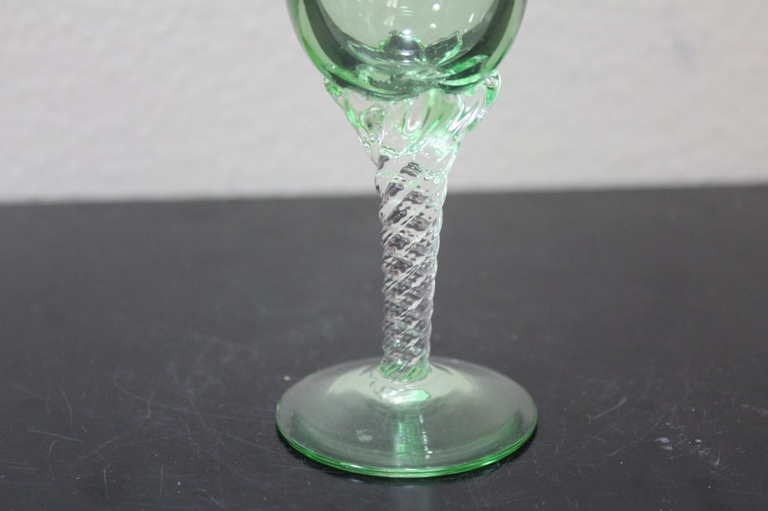 A Green Artglass Goblet - 3