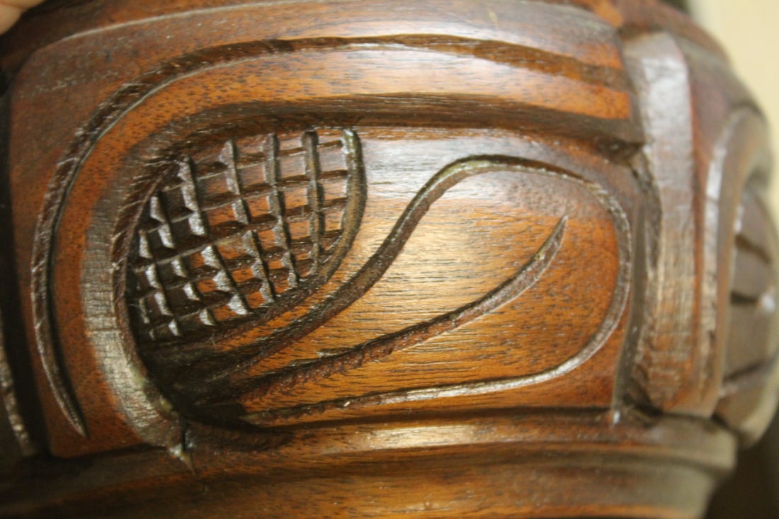 Signed Carved Wood Container - 7
