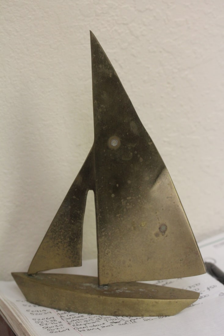 Solid Brass Sailboat: 8 1/4" tall