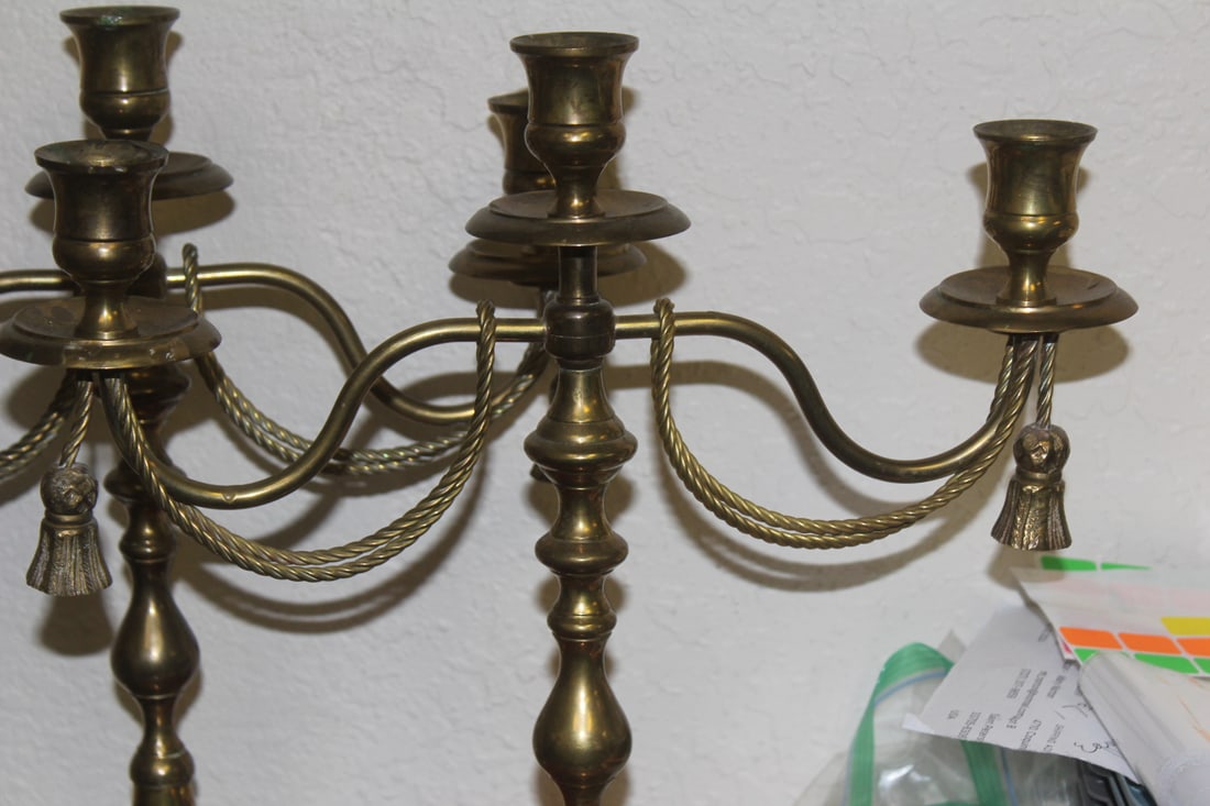 Pair of Brass Candle Holders - 2