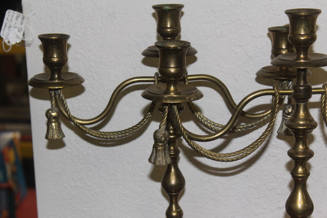 Pair of Brass Candle Holders - 3
