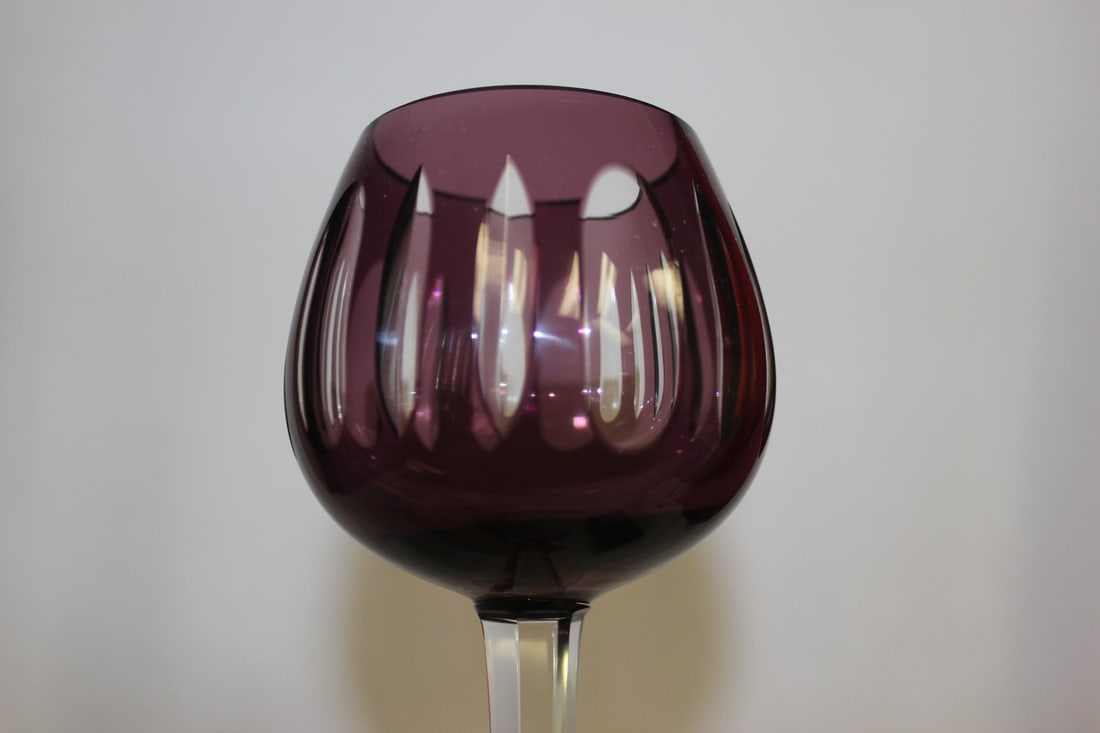 A Cut Glass Amethyst Stem Goblet - 2