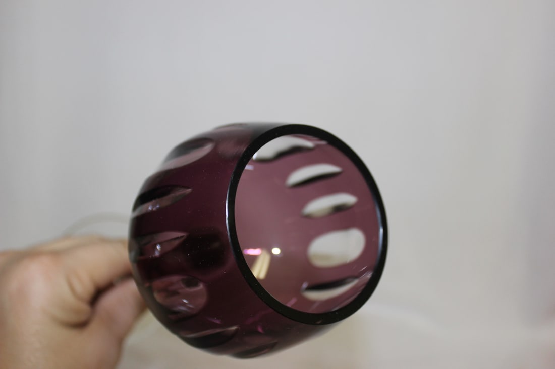 A Cut Glass Amethyst Stem Goblet - 3
