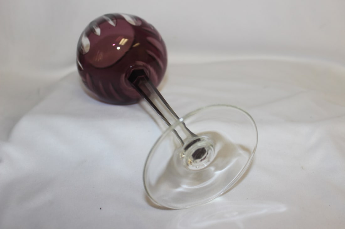 A Cut Glass Amethyst Stem Goblet - 4