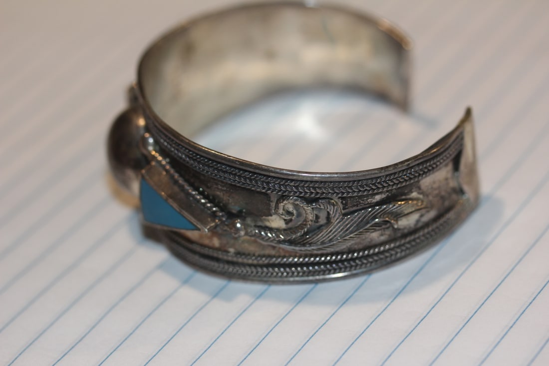 Sterling and Turquoise Bangle Bracelet - 2