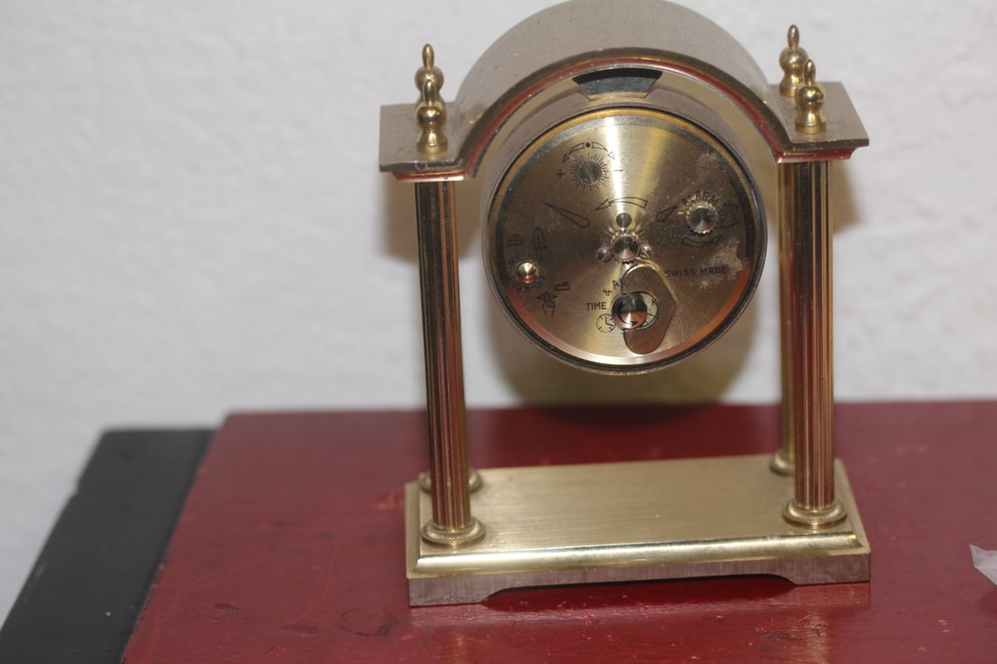 Swiza 8 Brass Coloumn Clock - 3