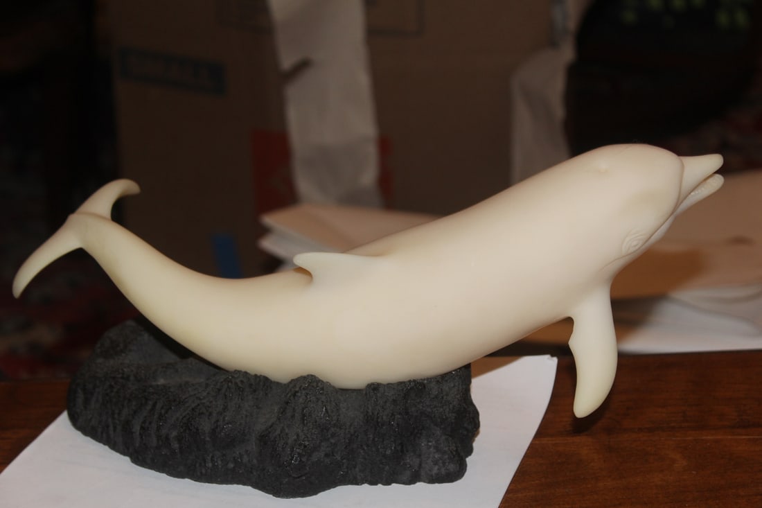 Lucite or Resin Dolphin on Stand - 2