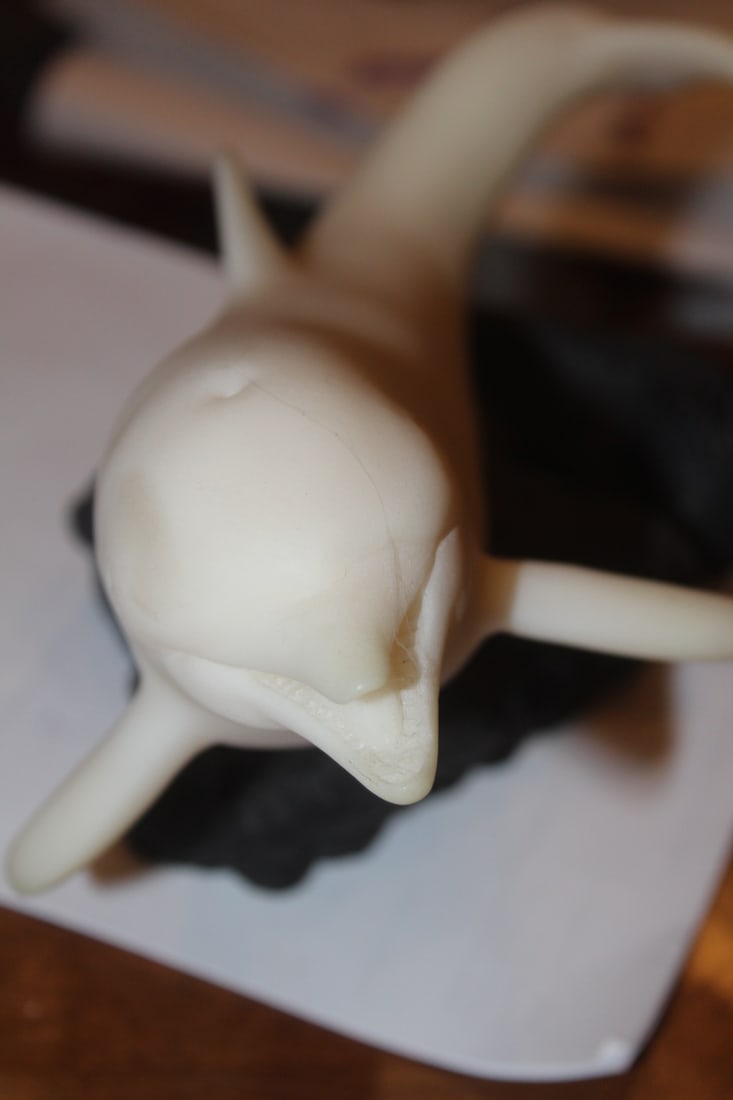 Lucite or Resin Dolphin on Stand - 3