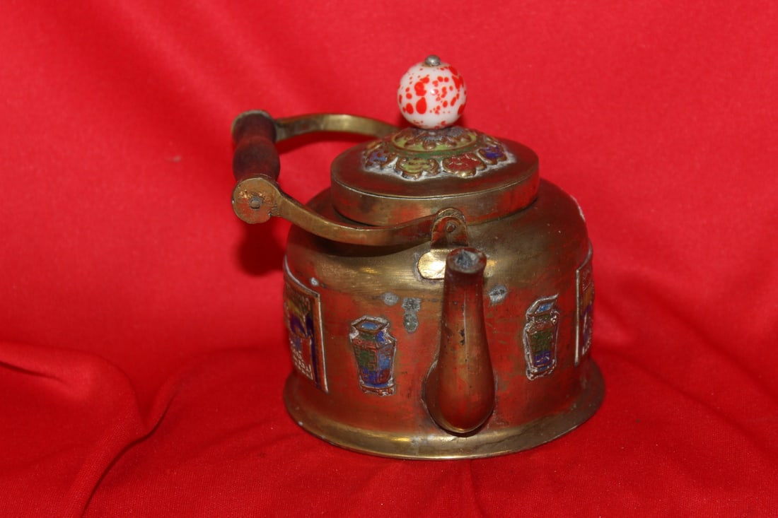 An Antique/Vintage Brass Chinese Teapot - 3