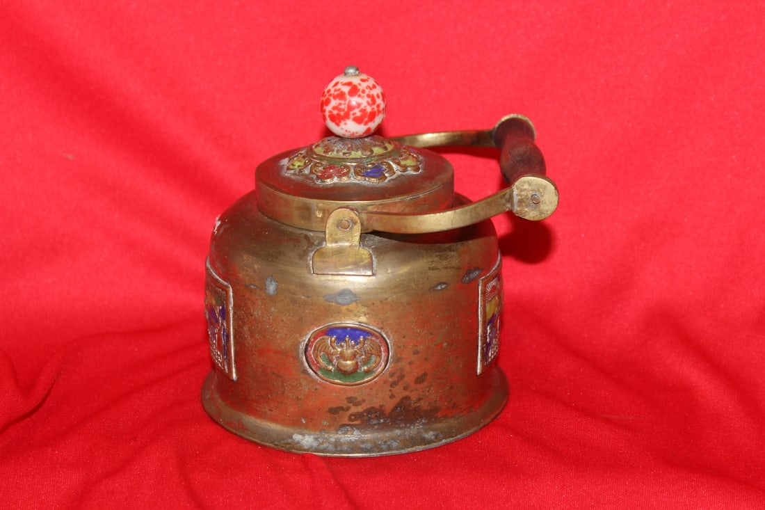 An Antique/Vintage Brass Chinese Teapot - 4