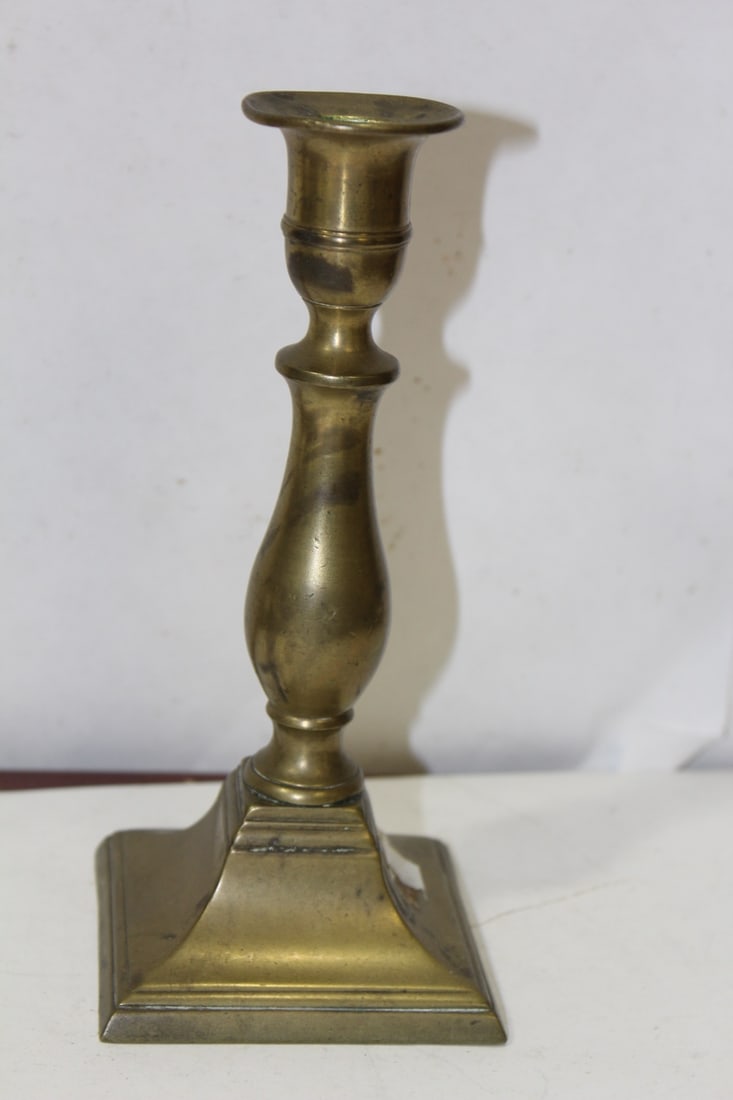 A Single Brass Candleholder: 7" tall