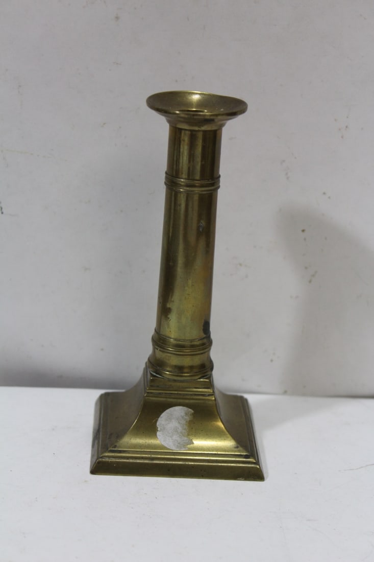 A Single Brass Candleholder: old - 6" tall