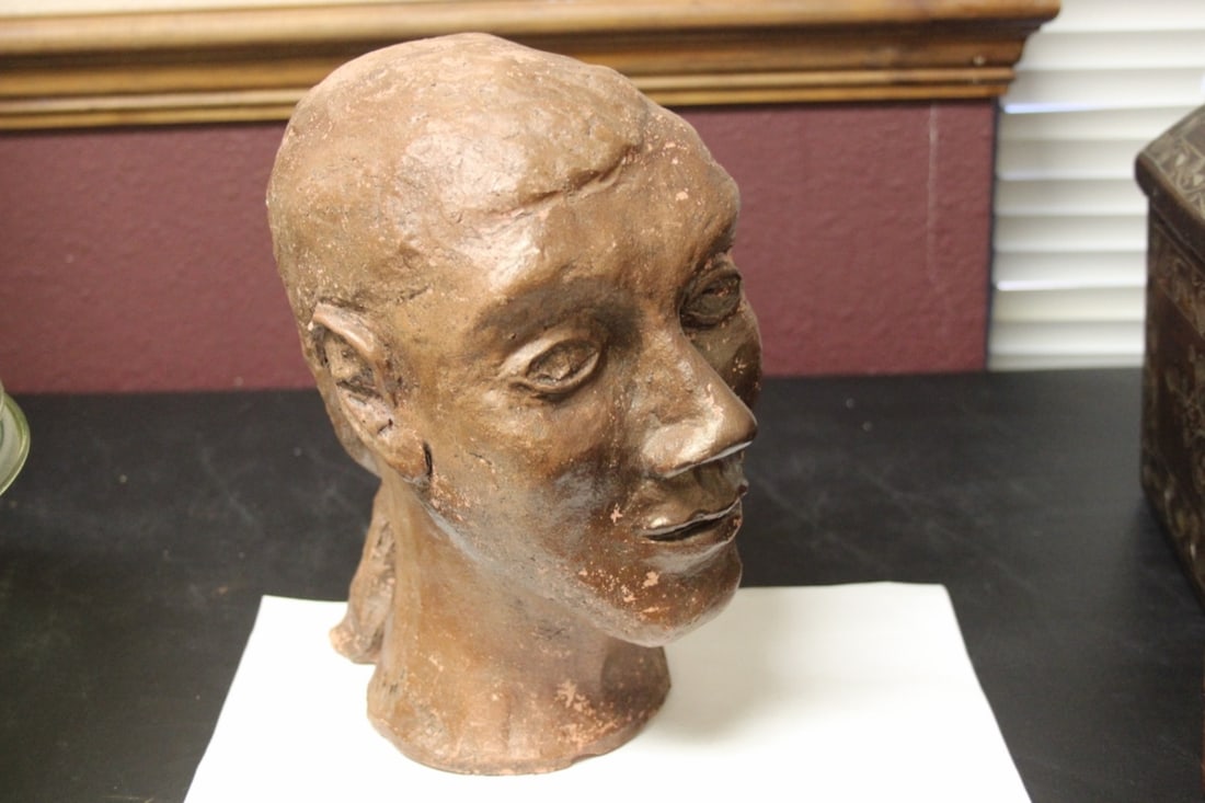 A Signed Bust: please note: chip/worn - 10" tall