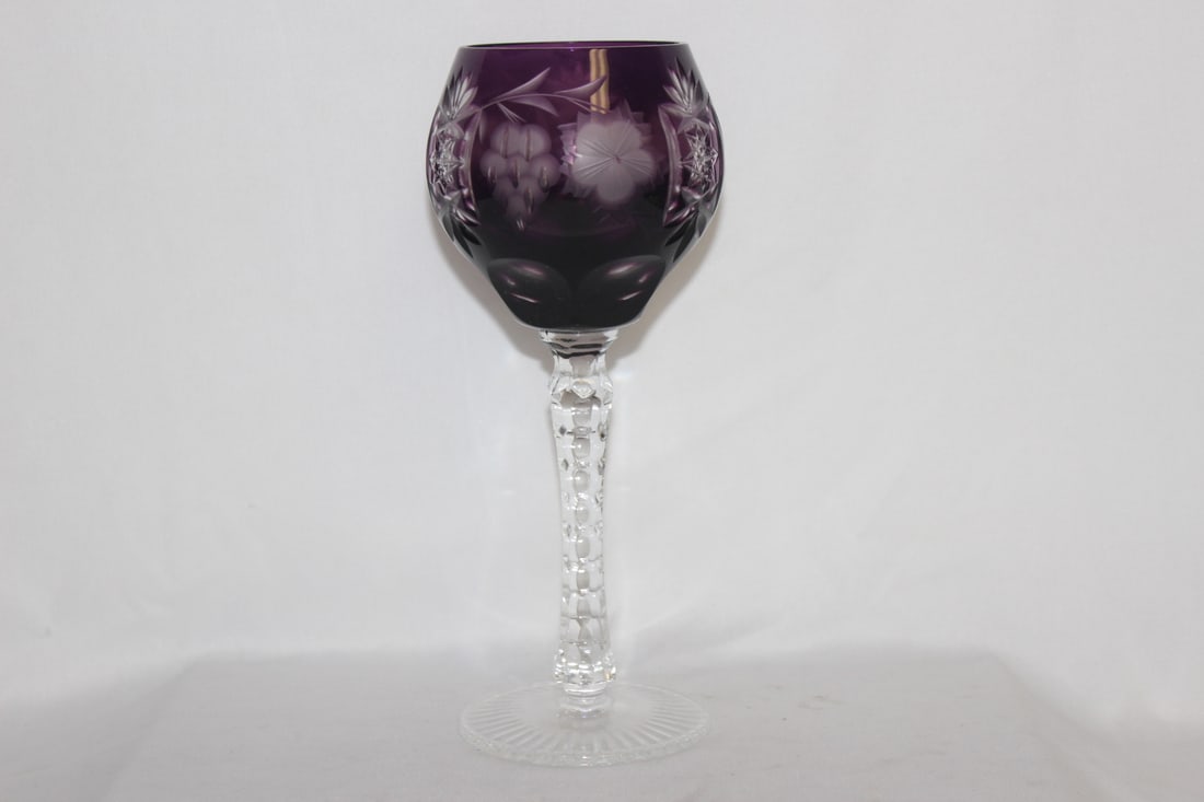 An Amethyst Cut Glass Goblet: 8 1/4" tall