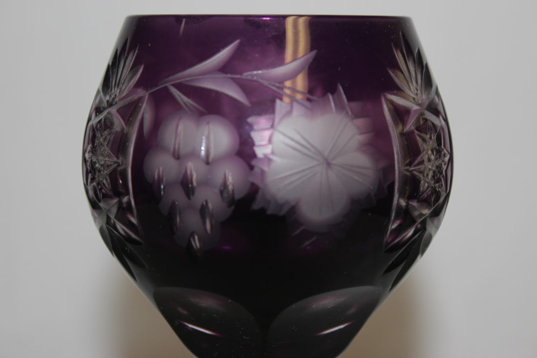 An Amethyst Cut Glass Goblet - 4