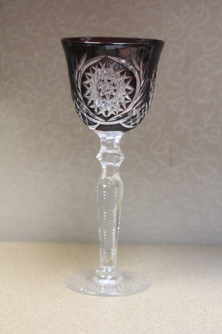 Amethyst Cut Glass Goblet - 2