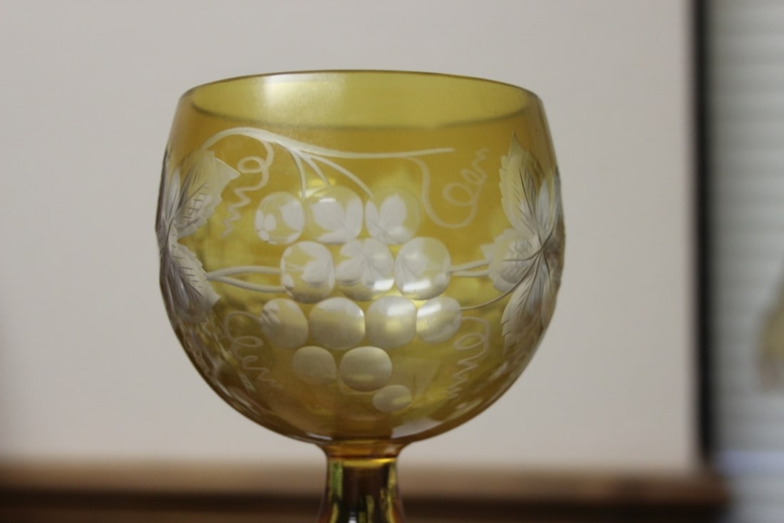 A Cut Glass Amber Glass Goblet - 2