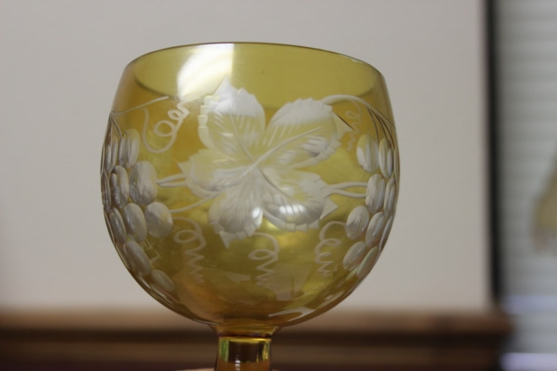 A Cut Glass Amber Glass Goblet - 3