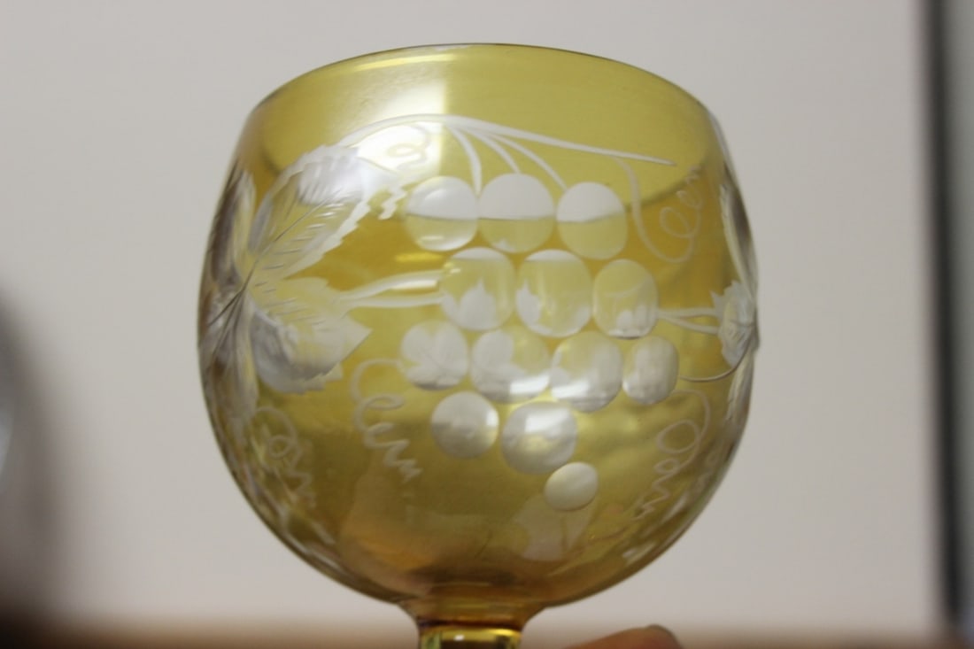 A Cut Glass Amber Glass Goblet - 4
