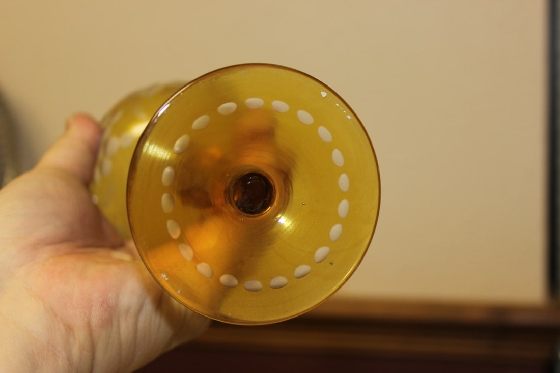 A Cut Glass Amber Glass Goblet - 6