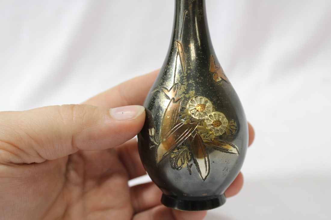 A Mixed Metal Japanese Vase - 3