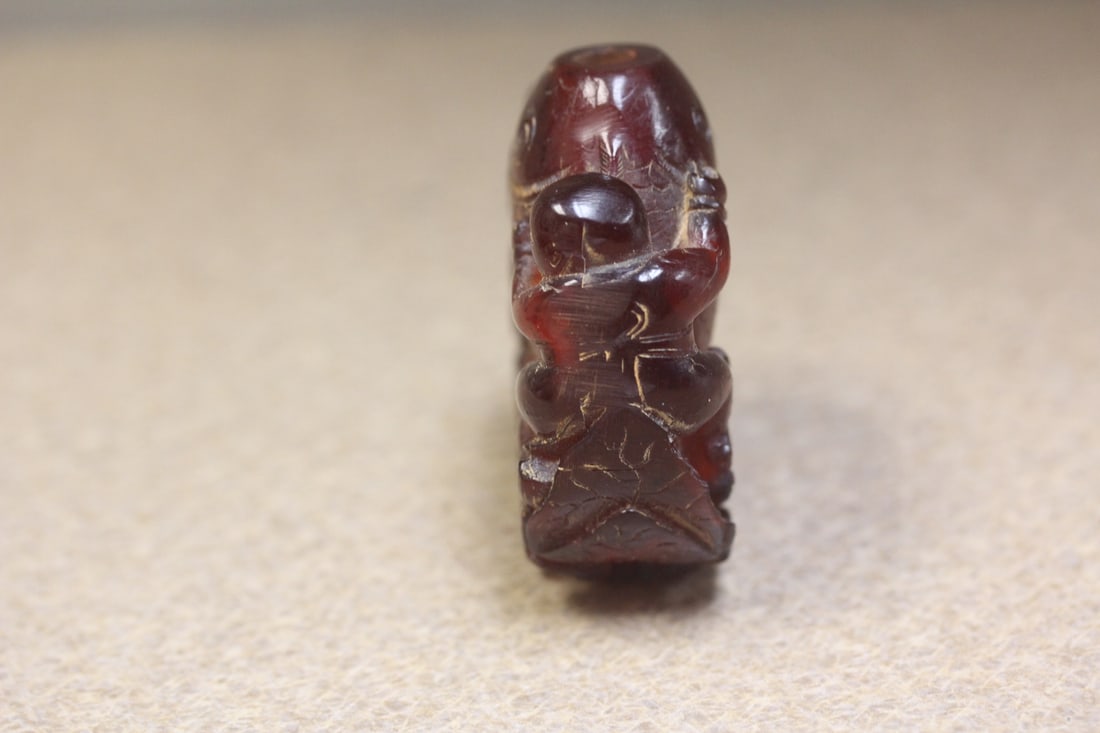 Amber or Amber Style Carved Snuff Bottle - 2
